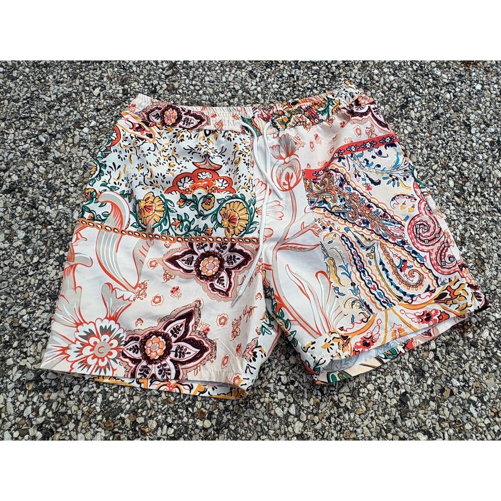 BoohooMAN | Multicolor | Paisley | Men’s Straight-Leg | Swim Shorts | Size L